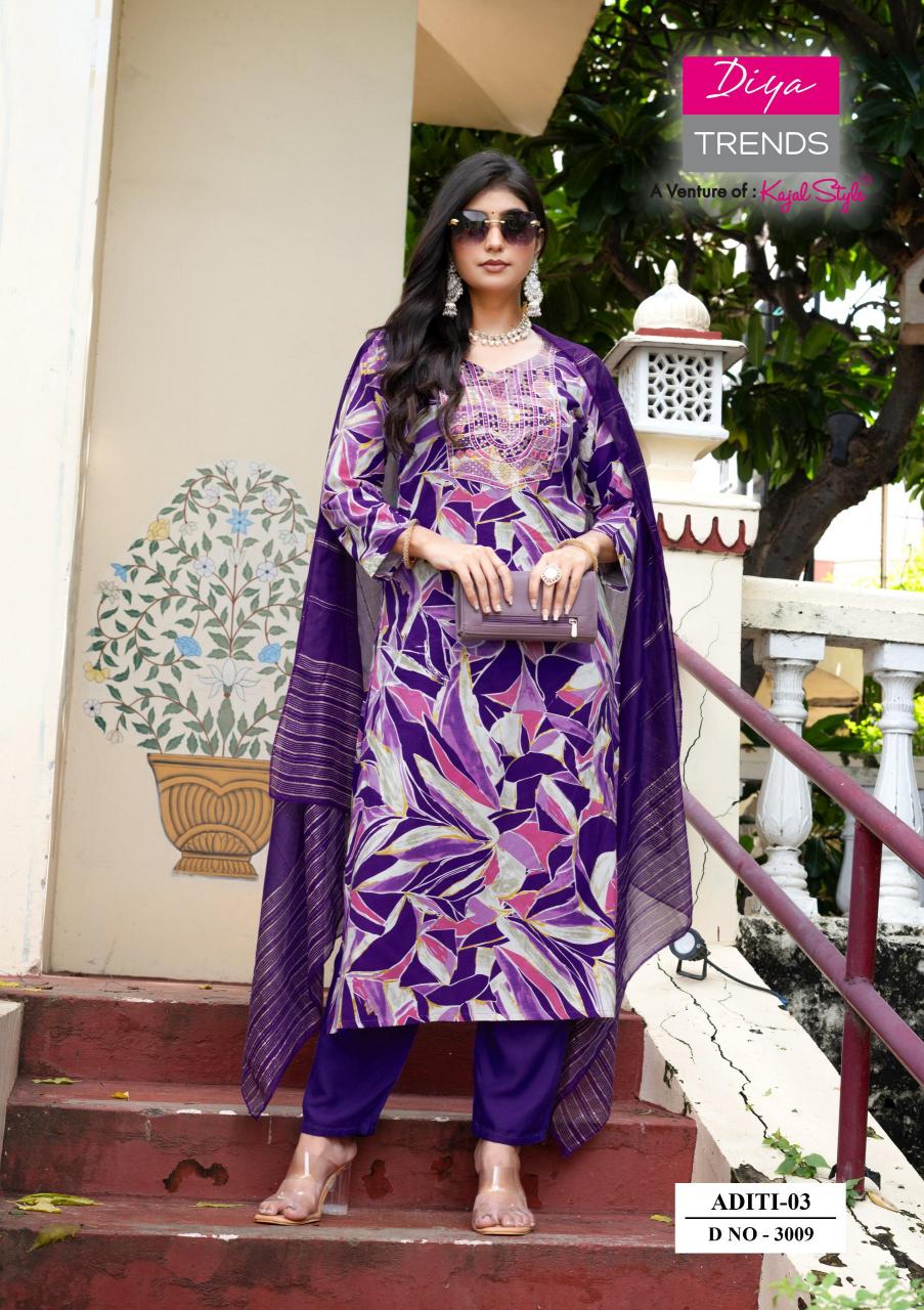 Diya trends aditi vol 3 straight 3 pcs buy kurti wholesale