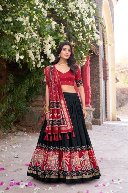 DULHAN Tussar Silk Black Lehenga choli with heavy embroidery wholesale in Delhi