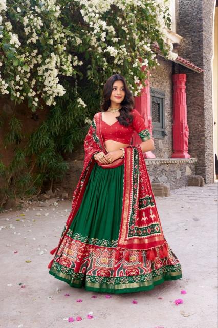 DULHAN Tussar Silk  Green Budget-friendly lehenga choli market in Delhi