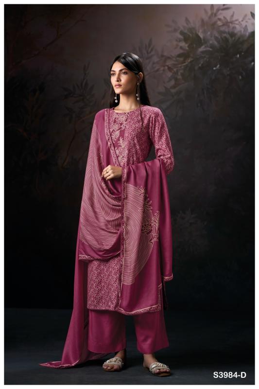 Ganga hallie 3984 pashmina cheapest dress material wholesaler in surat