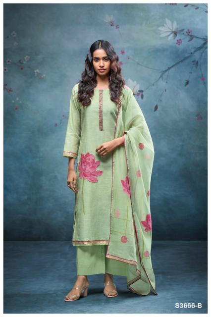 Ganga reva 3666 chanderi cotton dress materials wholesalers