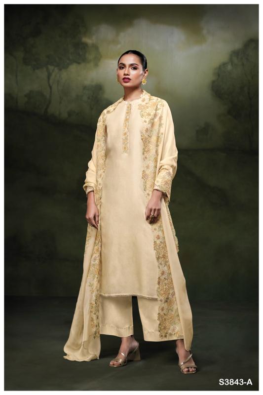 Ganga zaya 3843 synthetic dress materials wholesale 