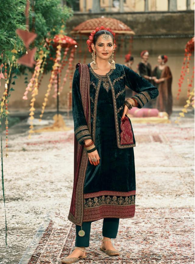 Ibiza suneherii velvet shree ganesh dress material wholesale in erode