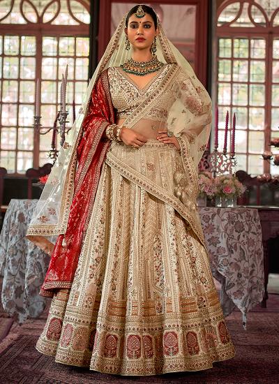 Ivory Tone Silk Sequin Work Wedding Wear lehenga choli wholesalers in india