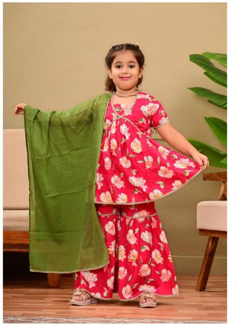 Karma kids 10 girls cotton sharara with block print kurtis wholesale