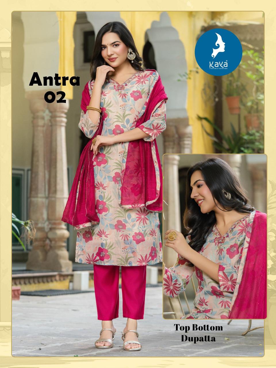 Kaya antra straight cut 3 pcs biggest wholesale kurti market in india