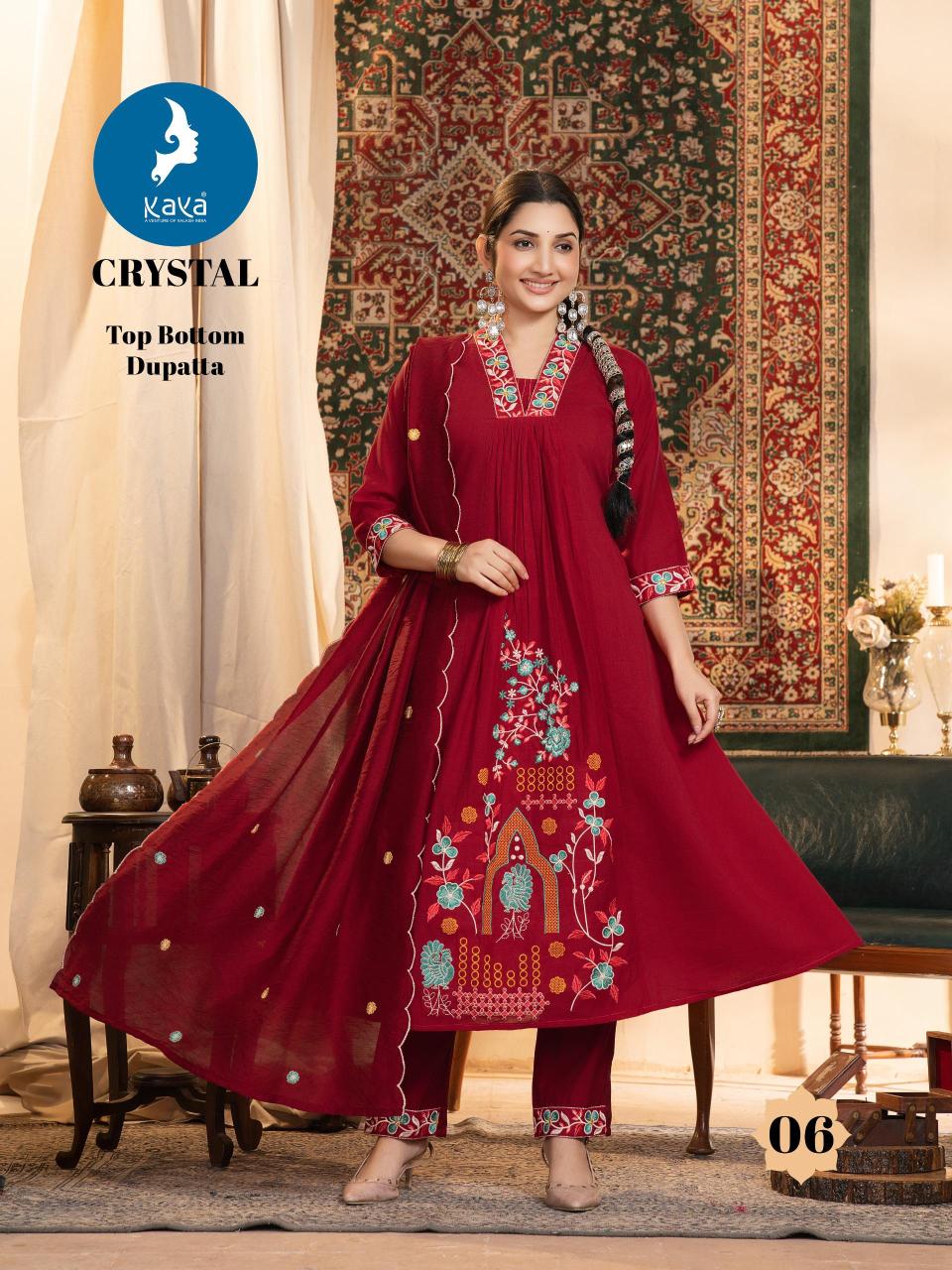 Kaya crystal anarkali style 3 pcs designer kurtis wholesale