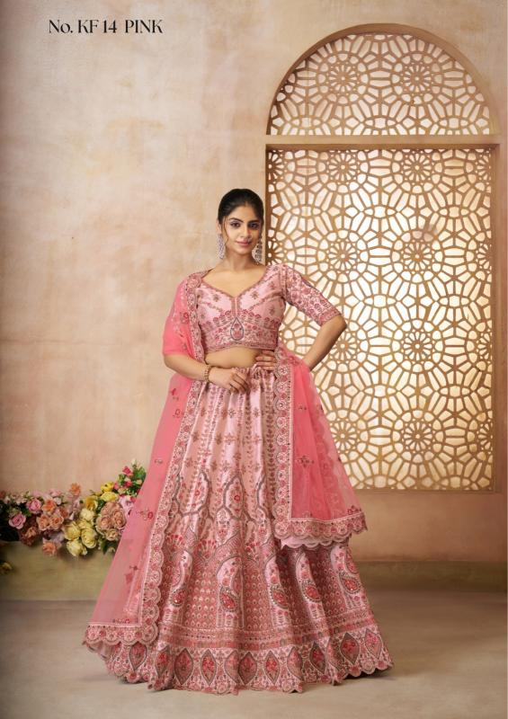 KF-14 silk Pink Lehengha choli for weddings
