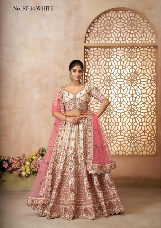 KF-14 silk White Lehengha choli for girls
