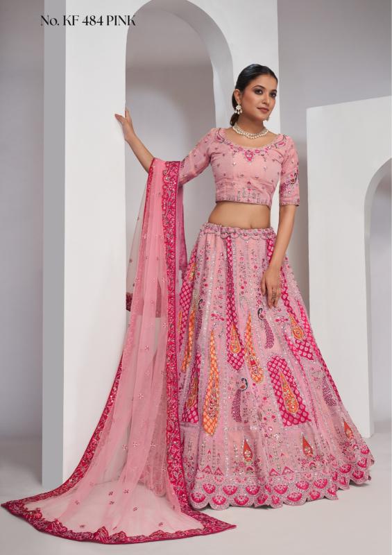 KF-484 Banarasi silk Pink Lehenga choli for wedding functions wholesale in Delhi
