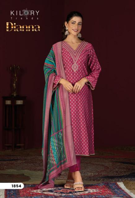 Kilory trends dianna silk mirror work dress material wholesale