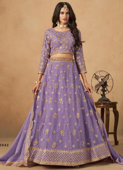 Levender Organza Sequin Work Wedding Wear Bridal Lehenga choli in Ahmedabad