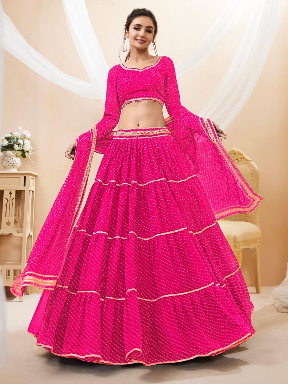 Levisha vol 1 Georgette Pink Designer Lehengha choli prices