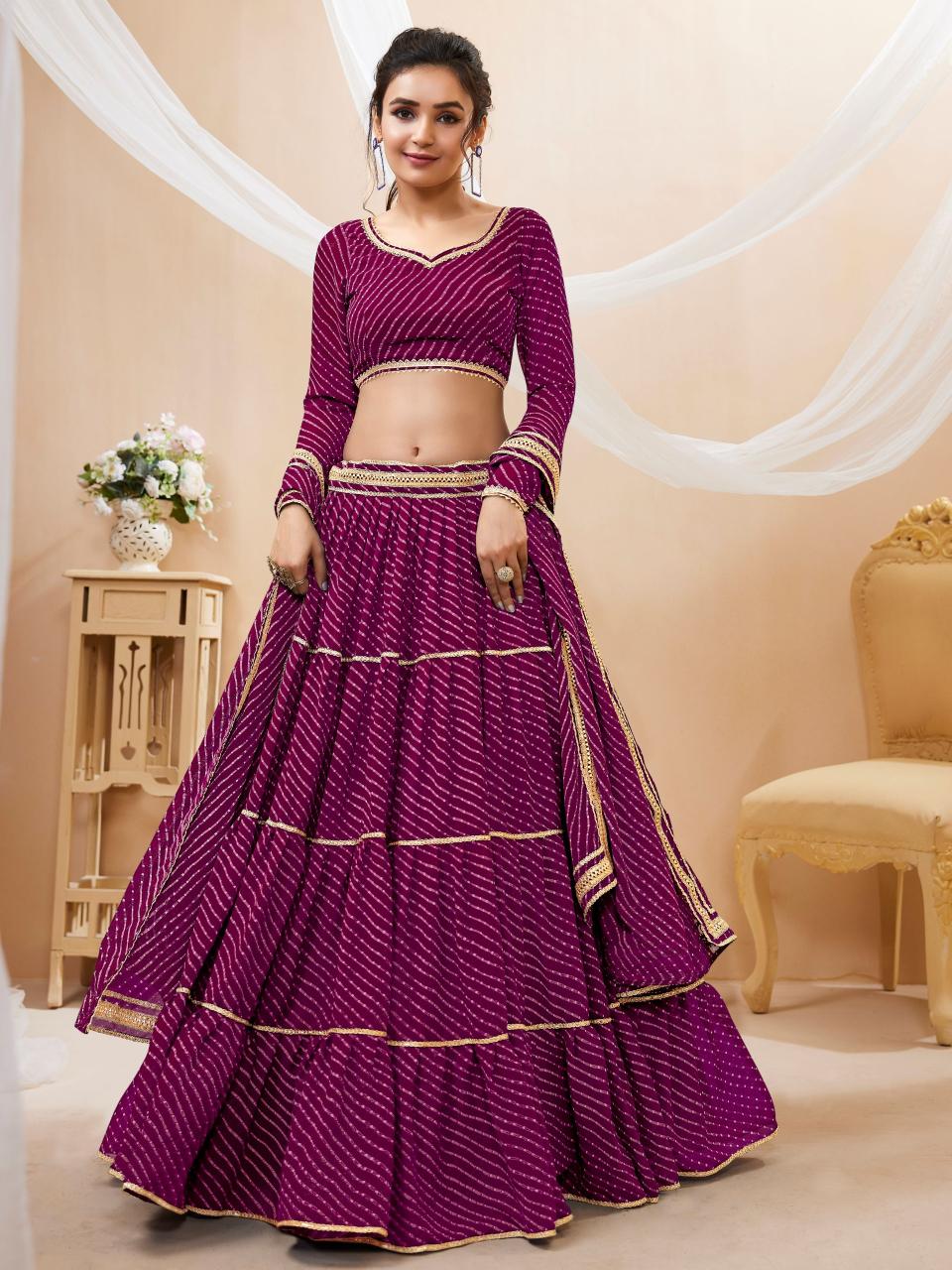 Levisha vol 1 Georgette Purple Lehengha choli online shopping