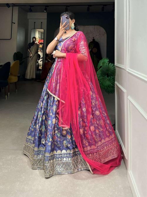 lnb 1014 digital print Blue Wholesale bridal Lehenga choli market