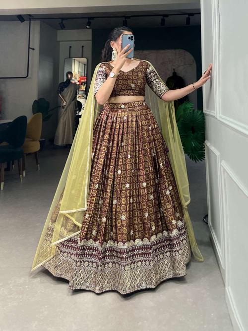 lnb 1014 digital print Brown Wholesale Lehenga choli exporters in India