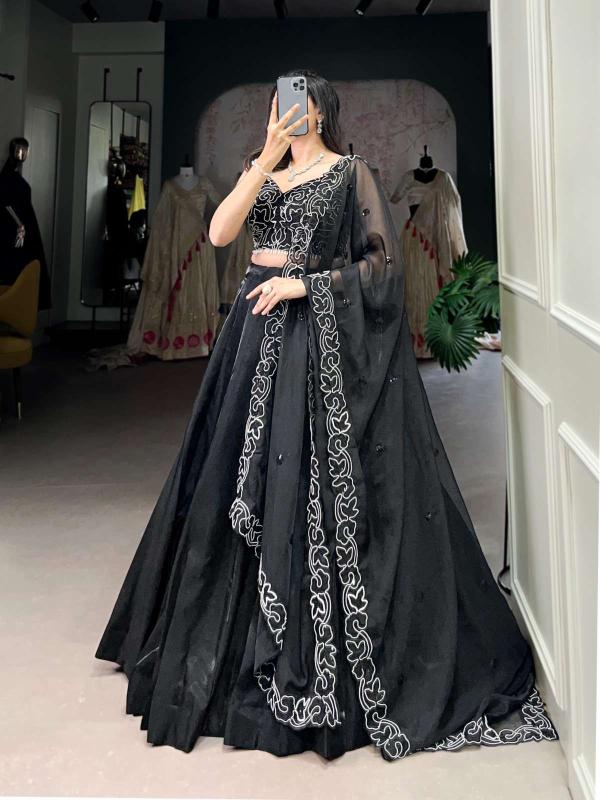 lnb 1428 satin navratri wear black Latest lehenga choli collection wholesale