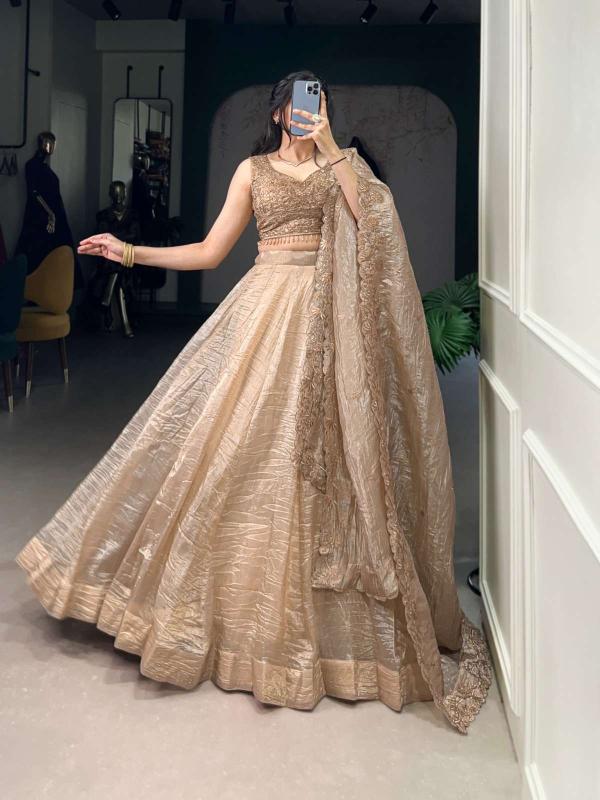 lnb 1430 gold crush wedding wear Latest Lehenga choli designs for wholesale