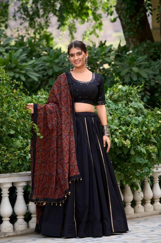 lnb 1697 pure cotton Black Wholesale lehenga shops in Kolkata