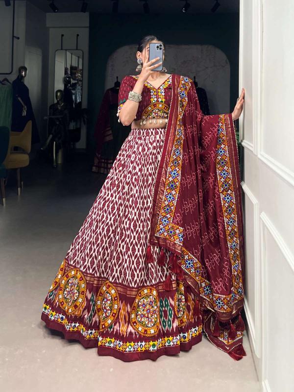 lnb 1743 Red designer printed navaratri wear Affordable lehenga choli wholesale
