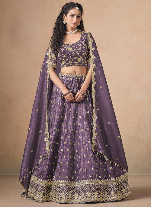 Mauve Purple Organza Sequin Work Wedding Wear Traditional lehenga choli wholesale