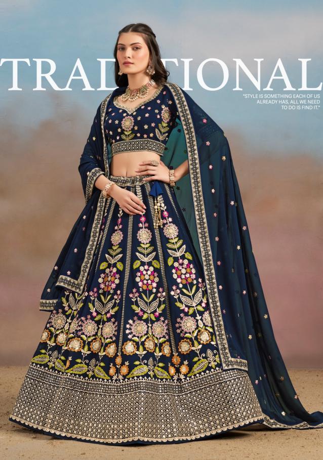 MILONI Georgette Blue Wholesale lehenga choli with price