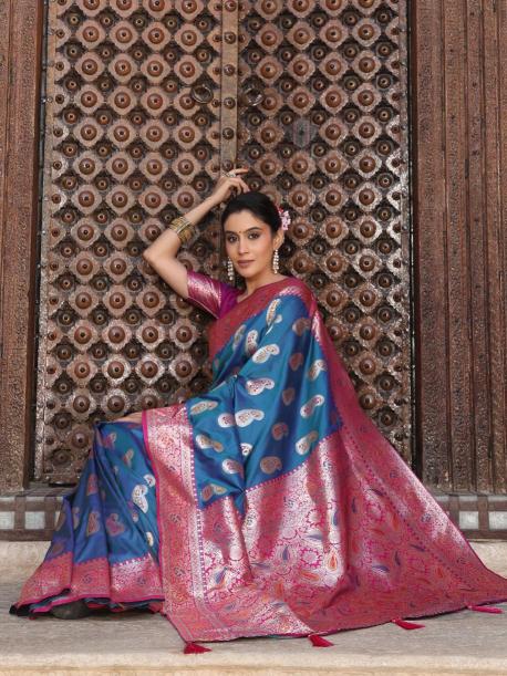 MRIDULA SILK VOL 2 by Astita fancy designer SILK BLEND fabric saree wholesale with Fancy latkan 