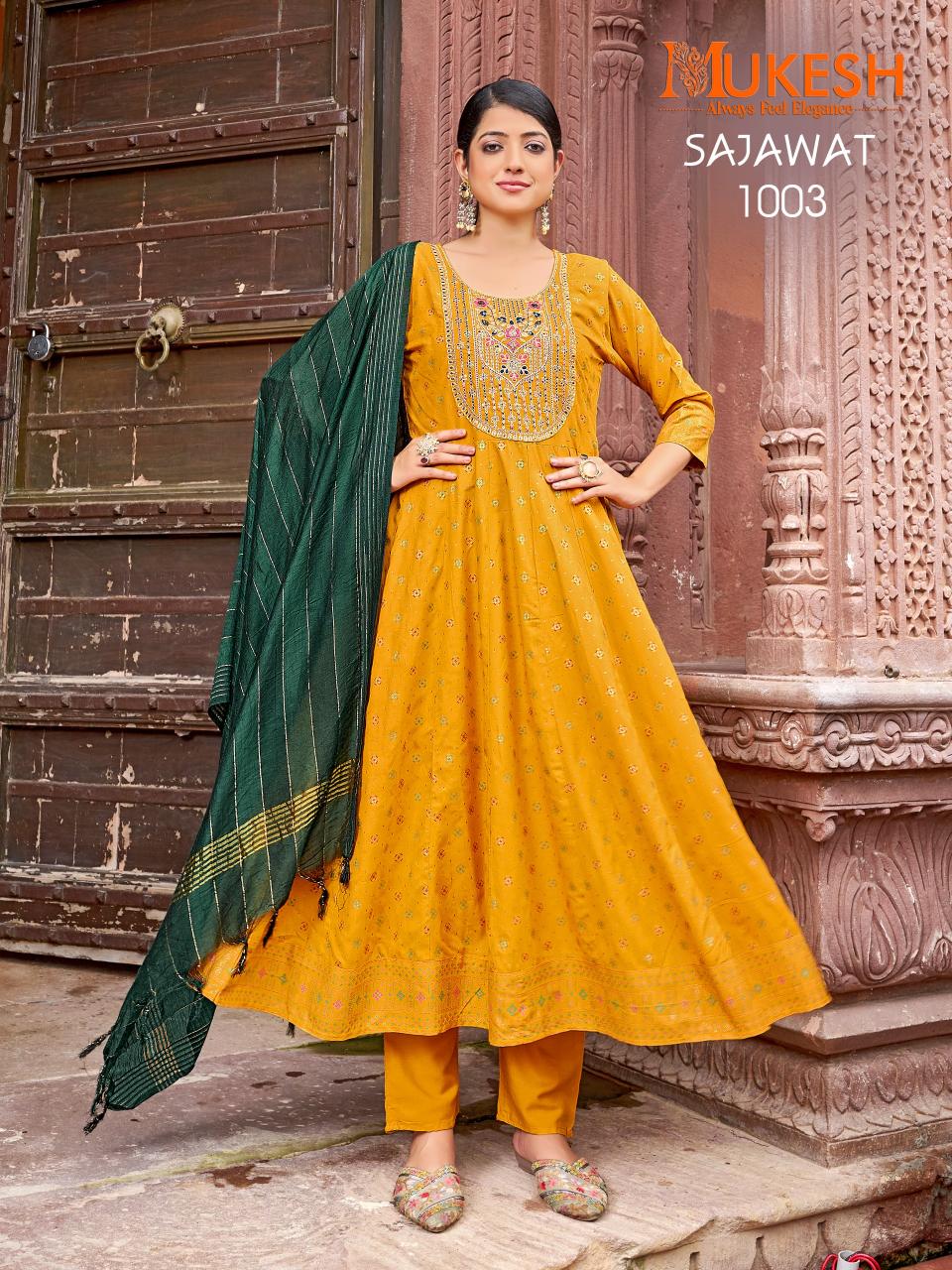 Mukesh sajawat anarkali style ikkat kurtis wholesale suppliers