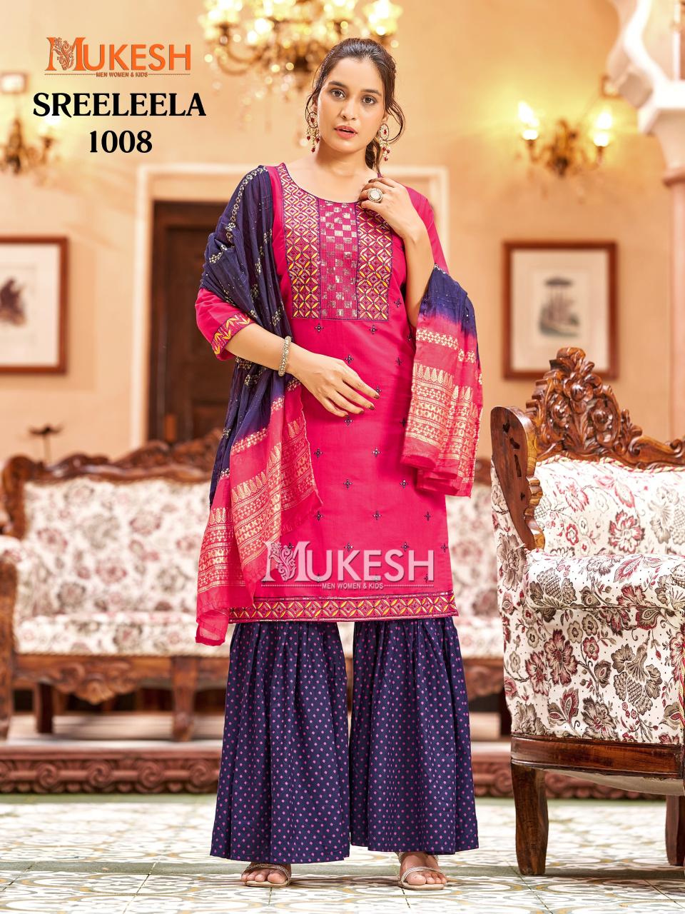 Mukesh sree leela 3 pcs ahmedabad wholesale market kurti