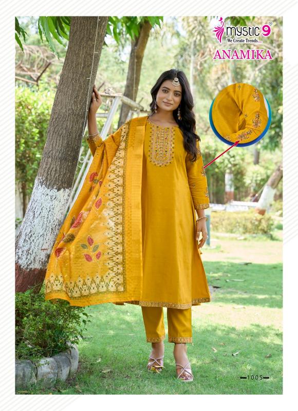 Mystic9 anamika vol 1 a line cut 3 pcs ladies kurti manufacturer