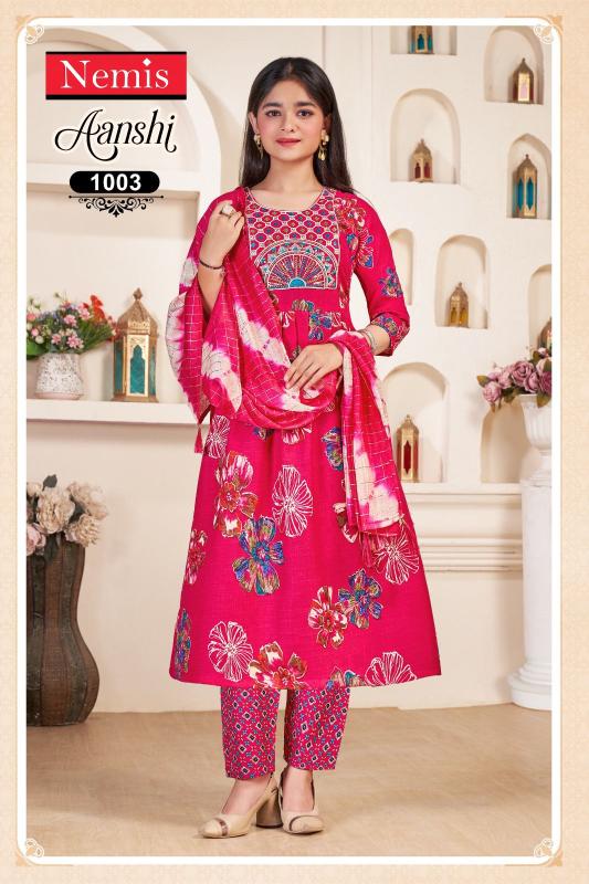 Nemis aanshi vol 1 kids girls 3pcs wholesale kurti market in delhi