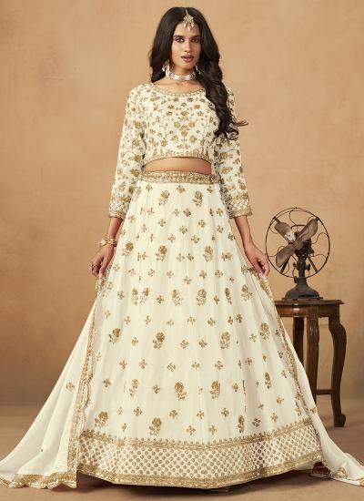 Off White Organza Sequin Work Wedding Wear Designer Lehenga choli in Ahmedabad