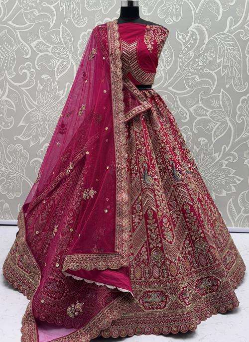 Pink Matka Silk Embroidery Work Wedding Wear Lehenga choli manufacturer in Mumbai