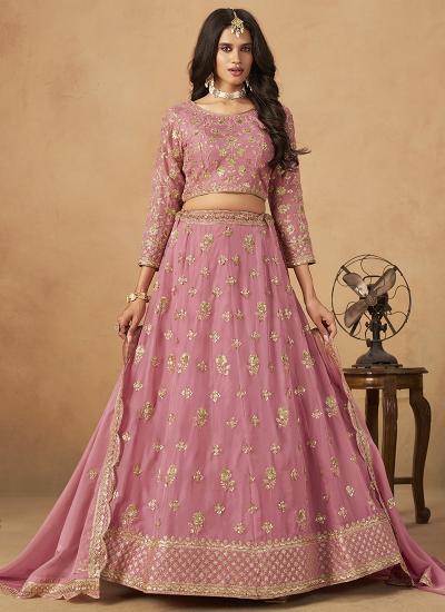 Pink Organza Sequin Work Wedding Wear best wholesale Lehengha choli manufacturers in surat