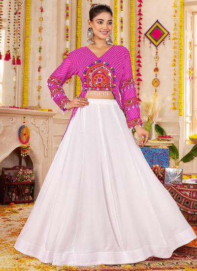 Pink Rayon Faux Georgette Navratri Wholesale lehenga choli manufacturers