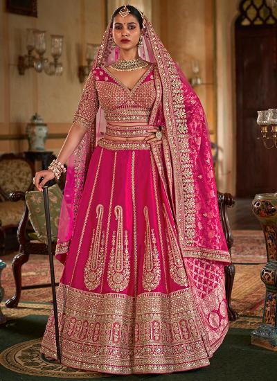 Pink Tone Silk Heavy Embroidery Work Wedding Wear lehenga choli online shopping in india