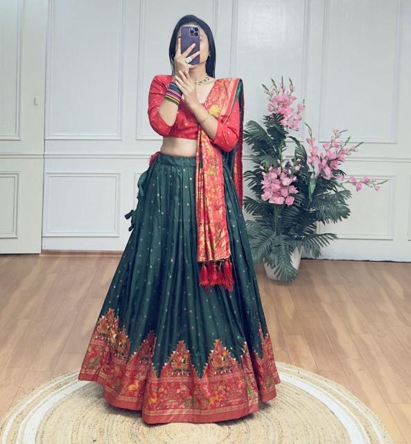 Piramid Dola Silk Green Latest lehenga choli wholesale
