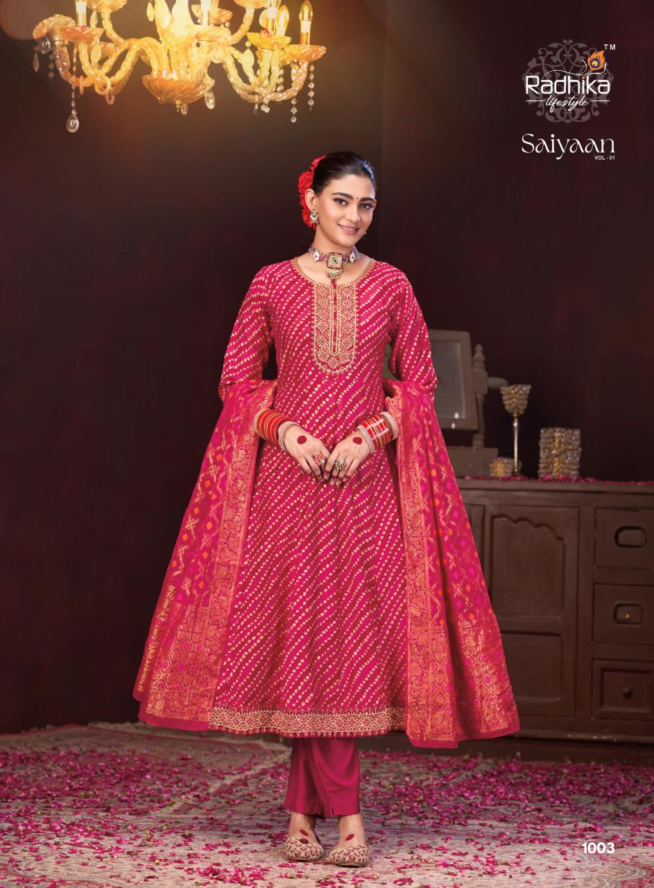 Radhika saiyaan vol 1 anarkali style 3 pcs kurtis wholesale in chennai
