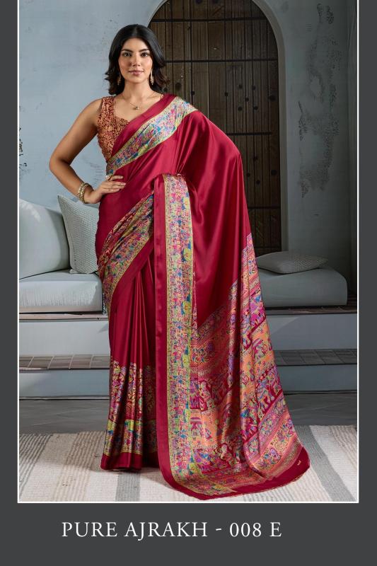 Rajtex pure ajrakh 008 printed saree surat online shopping wholesale