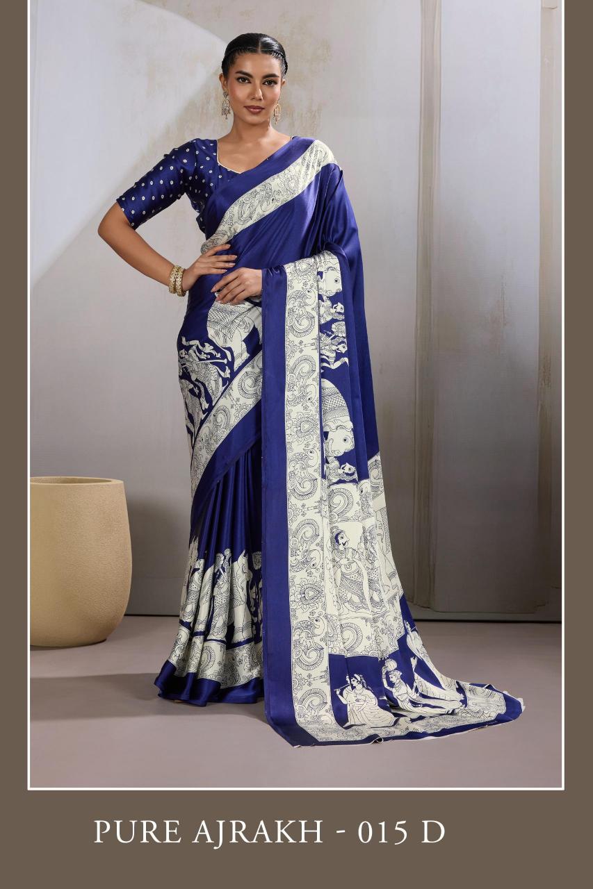 Rajtex pure ajrakh 015 ajrakh print saree wholesale textile market surat 