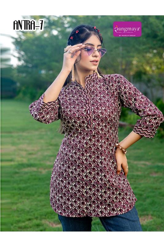 Rangmaya antra cotton short top surat wholesale kurti 