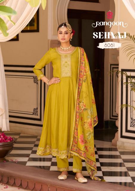 Rangoon sehnaz anarkali style 3 pcs kurtis for women wholesale