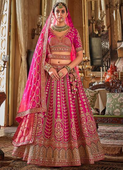 Rani Pink Tone Silk Sequin Work Wedding Wear Bulk lehenga choli suppliers