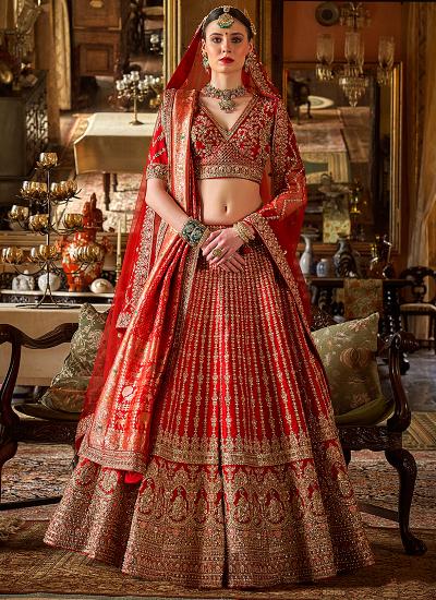 Rust Orange Tone Silk Sequin Work Wedding Wear Wholesale lehenga choli in Mumbai