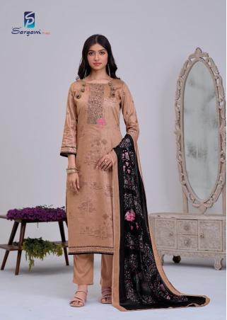 Sargam lotus printed chanderi cycle design dress material wholesale