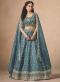 Teal Blue Organza Sequin Work Wedding Wear Best lehenga choli wholesale in Mumbai