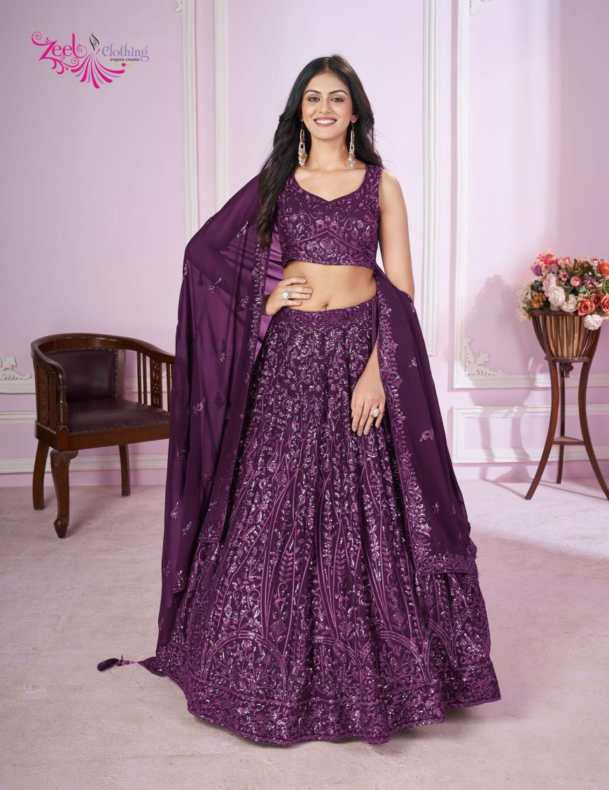 Vamika georgette Purple Lehenga exporters in Ahmedabad