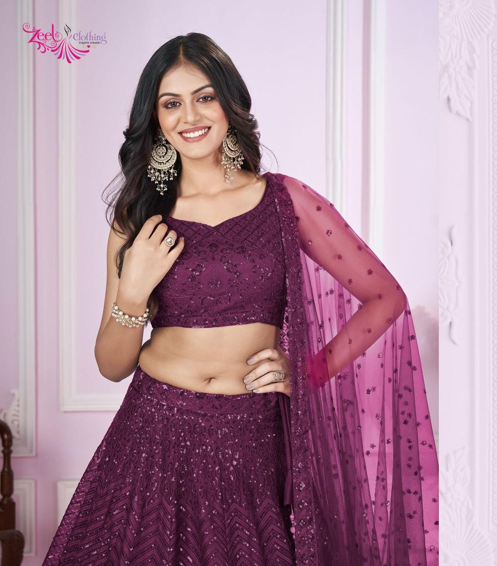 Vamika Soft net Purple Budget lehenga choli in Ahmedabad