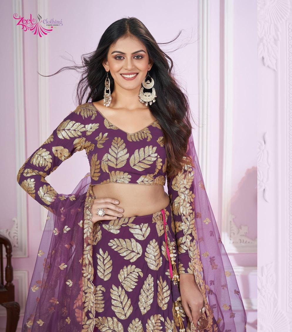 Vamika Soft net Purple Lehenga manufacturers in Ahmedabad
