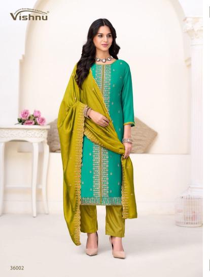 Vishnu inaayat vol 2 vichitra silk embroidered dress material wholesale